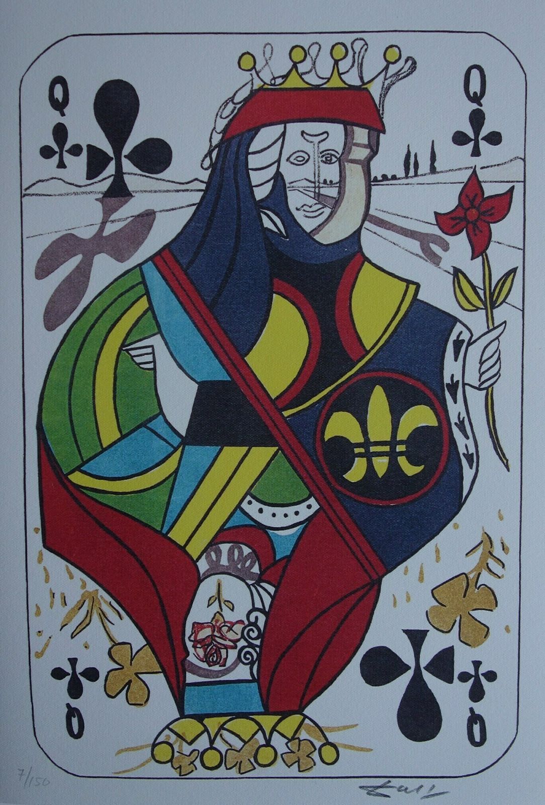 Fine Surrealist Limited Edition Print, Surreal Playing Cards   Queen   Clubs, Salvador Dali, Signed & Numbered In Pencil
