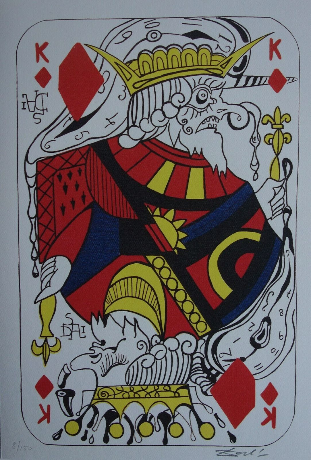 Fine Surrealist Limited Edition Print, Surreal Playing Cards   King   Diamonds, Salvador Dali, Signed & Numbered In Pencil