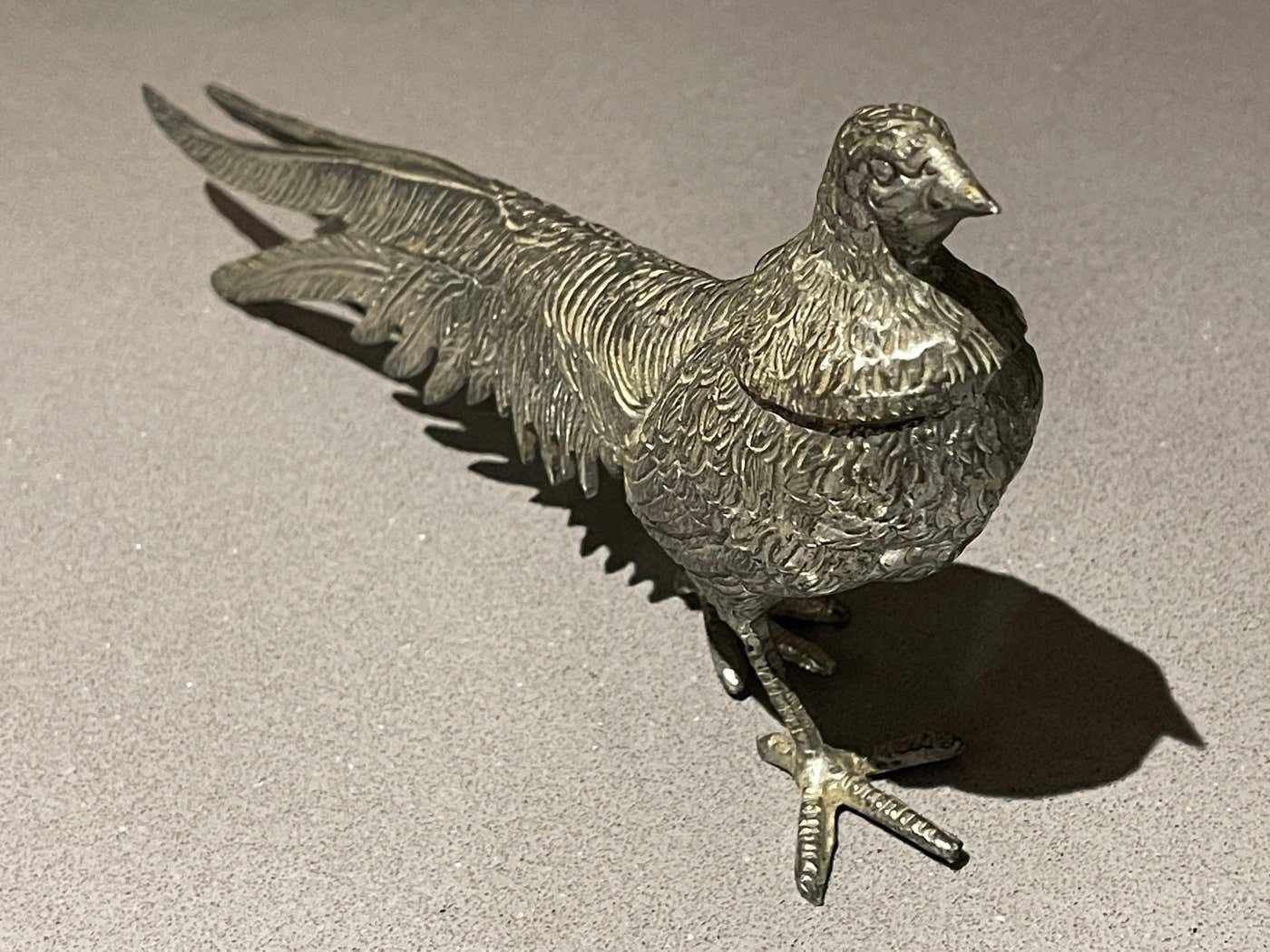 Large Silver Peacock Stand, Antique Pair Of Decoration Object Home Decor Bird photo for sale