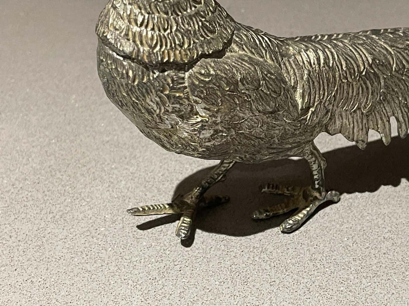 Large Silver Peacock Stand, Antique Pair Of Decoration Object Home Decor Bird photo Art