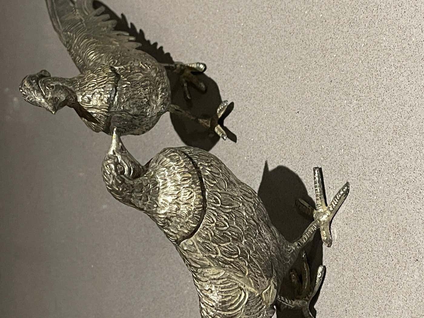 Large Silver Peacock Stand, Antique Pair Of Decoration Object Home Decor Bird photo 857.0