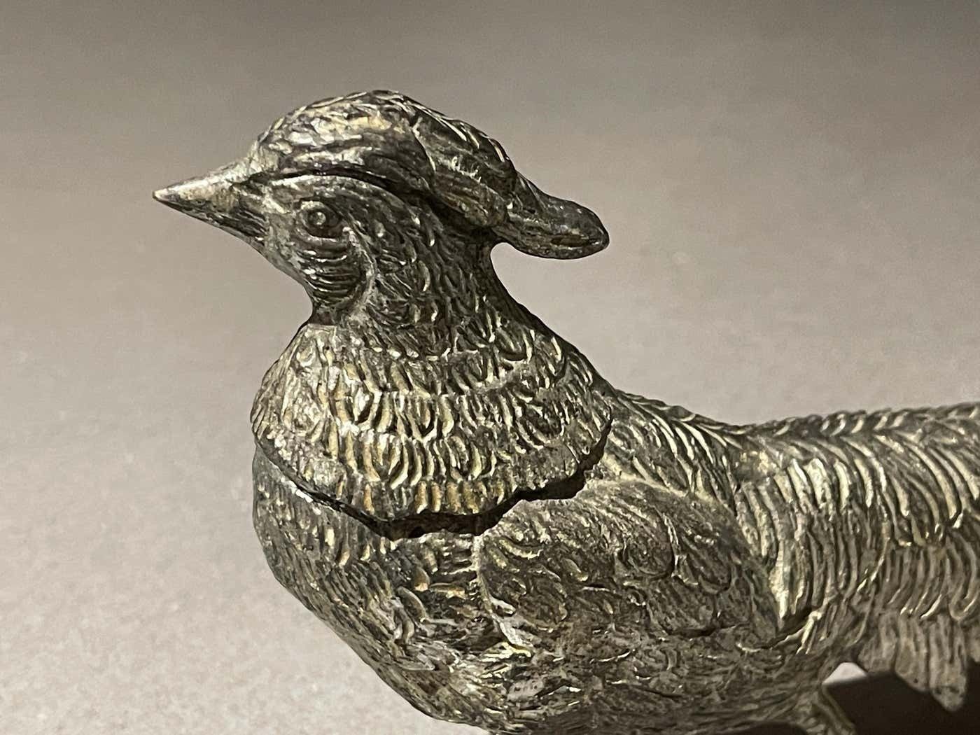 Large Silver Peacock Stand, Antique Pair Of Decoration Object Home Decor Bird photo vinterior