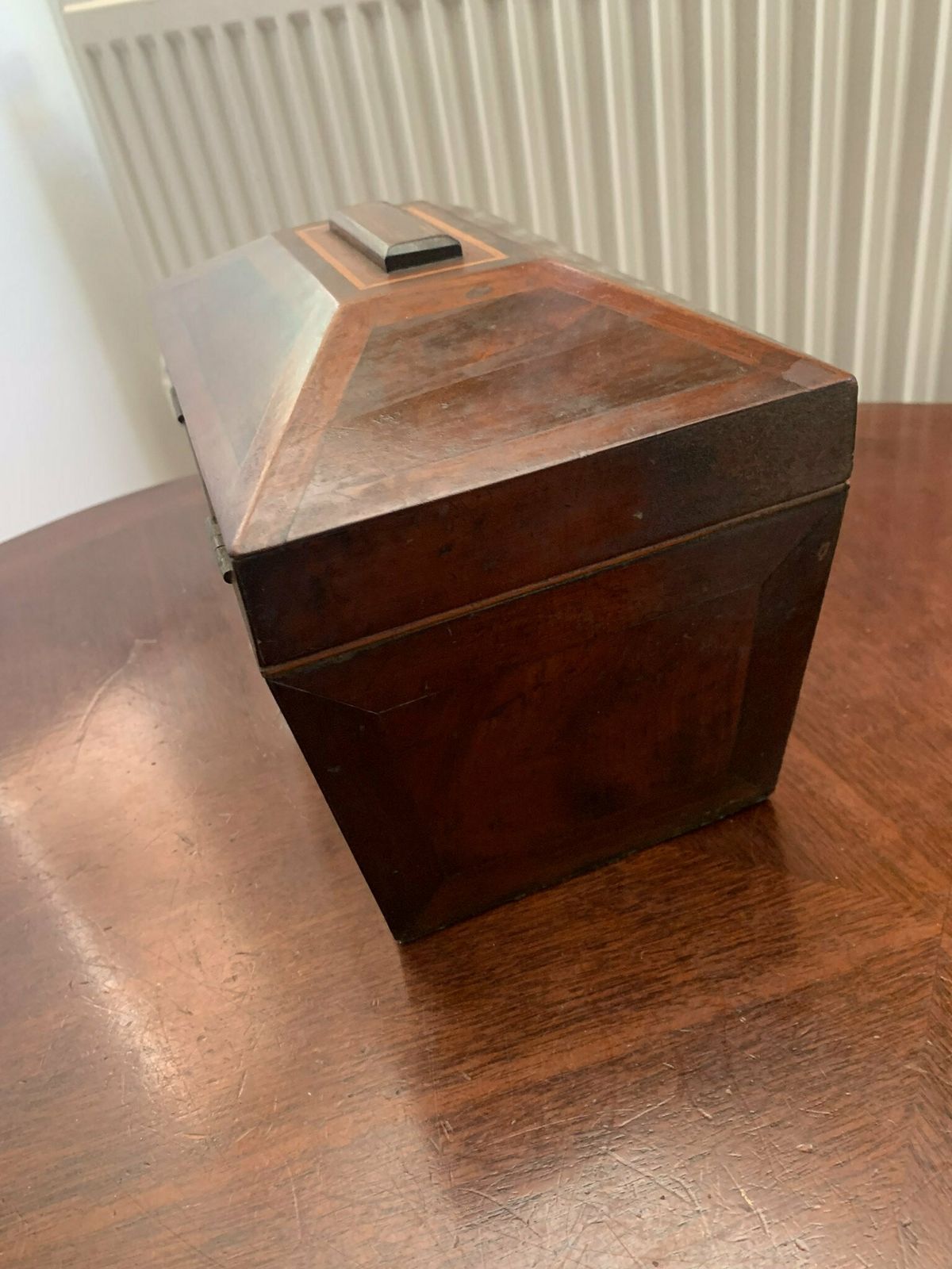 A Substantial Antique Victorian Sarcophagus Flame Mahogany Twin Tea Caddy photo Home Decor