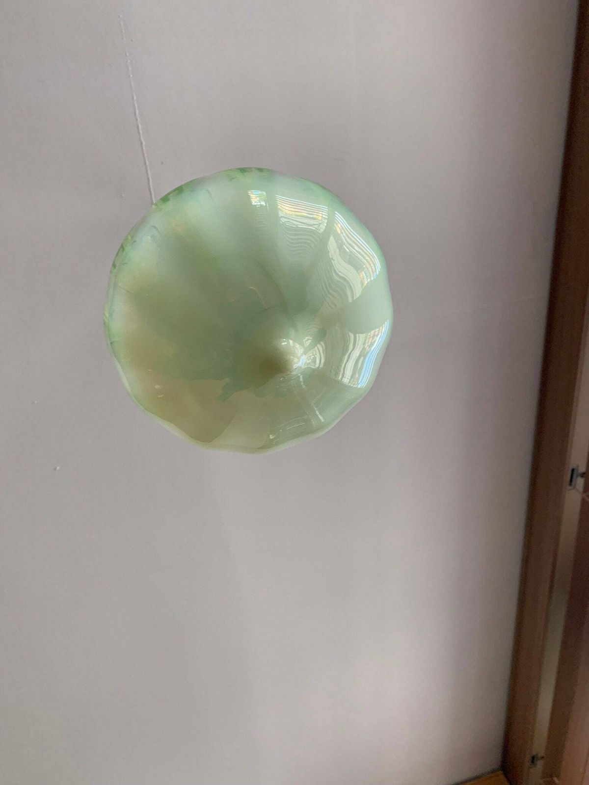 Original Victorian Art Nouveau Uranium Vaseline Glass Porch/Pendant Light Shade Only photo for sale