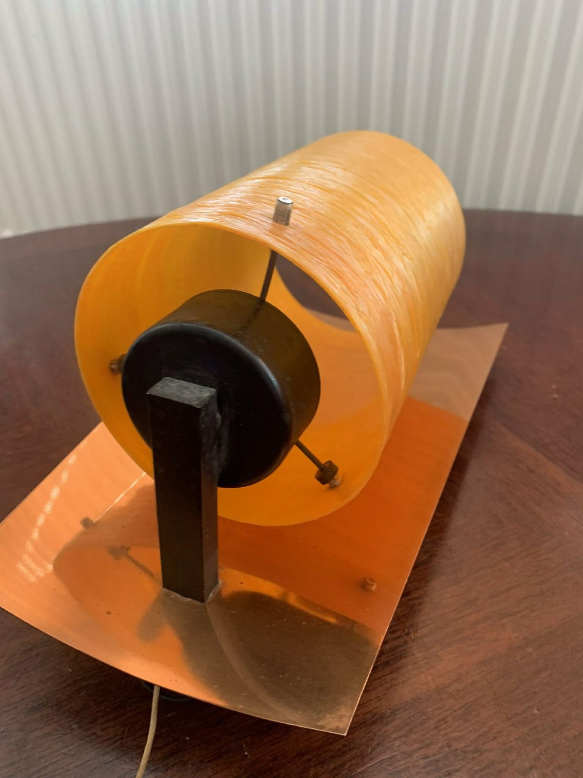Pair Of Orange Super Scarce Iconic Vintage Retro Copper & Spun Fibreglass 60s Wall Lights Mcm photo vinterior
