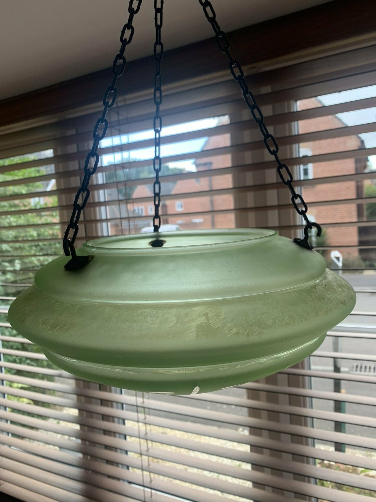 Extremely Scarce Original Uranium Vintage Antique Art Deco Vaseline Glass Flycatcher/Chandelier/Plaffonier/Cauldron. Superb
