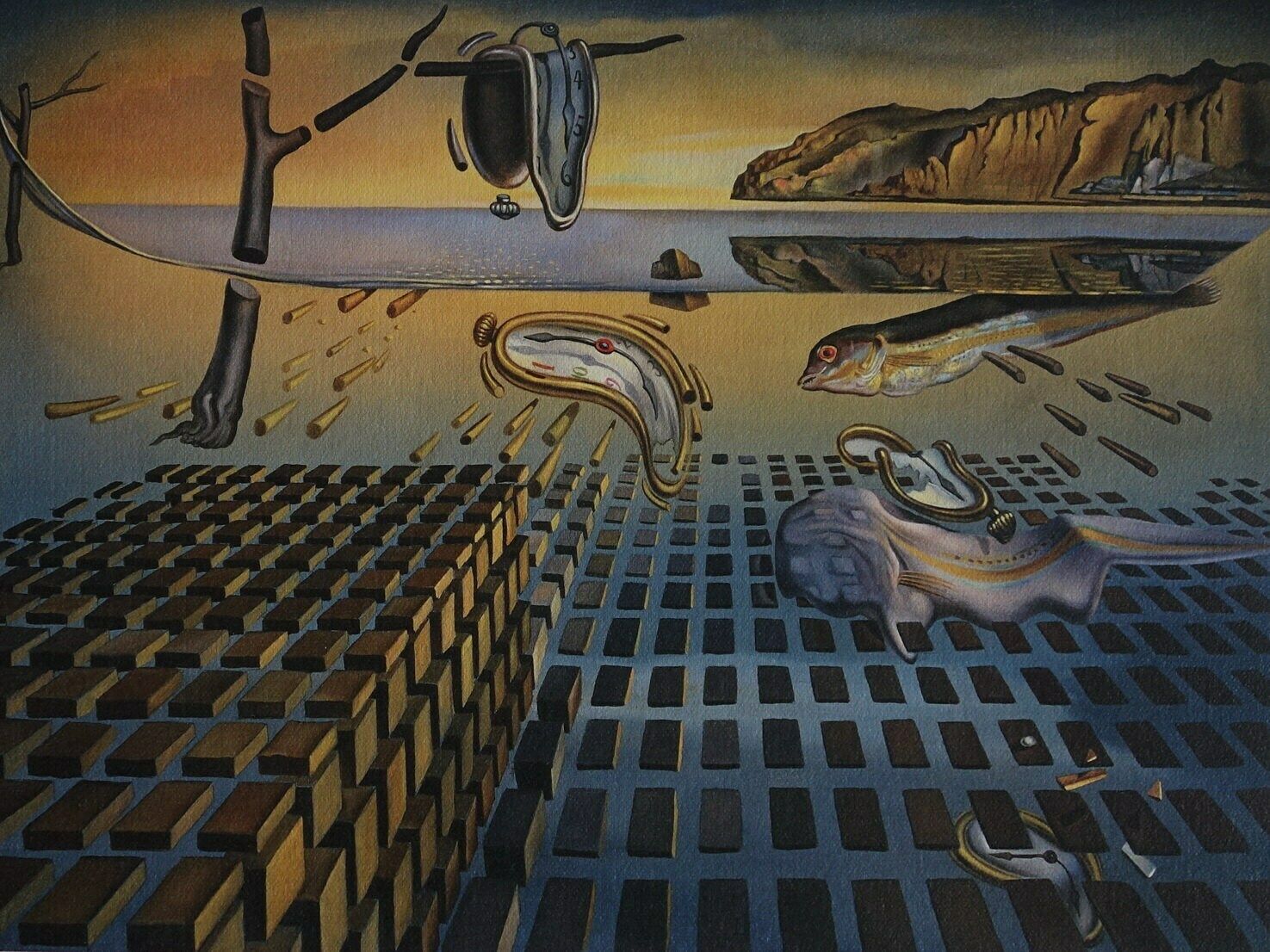Fine Surrealist Limited Edition Print, Soft Watch, Salvador Dali, Signed & Numbered In Pencil photo furniture