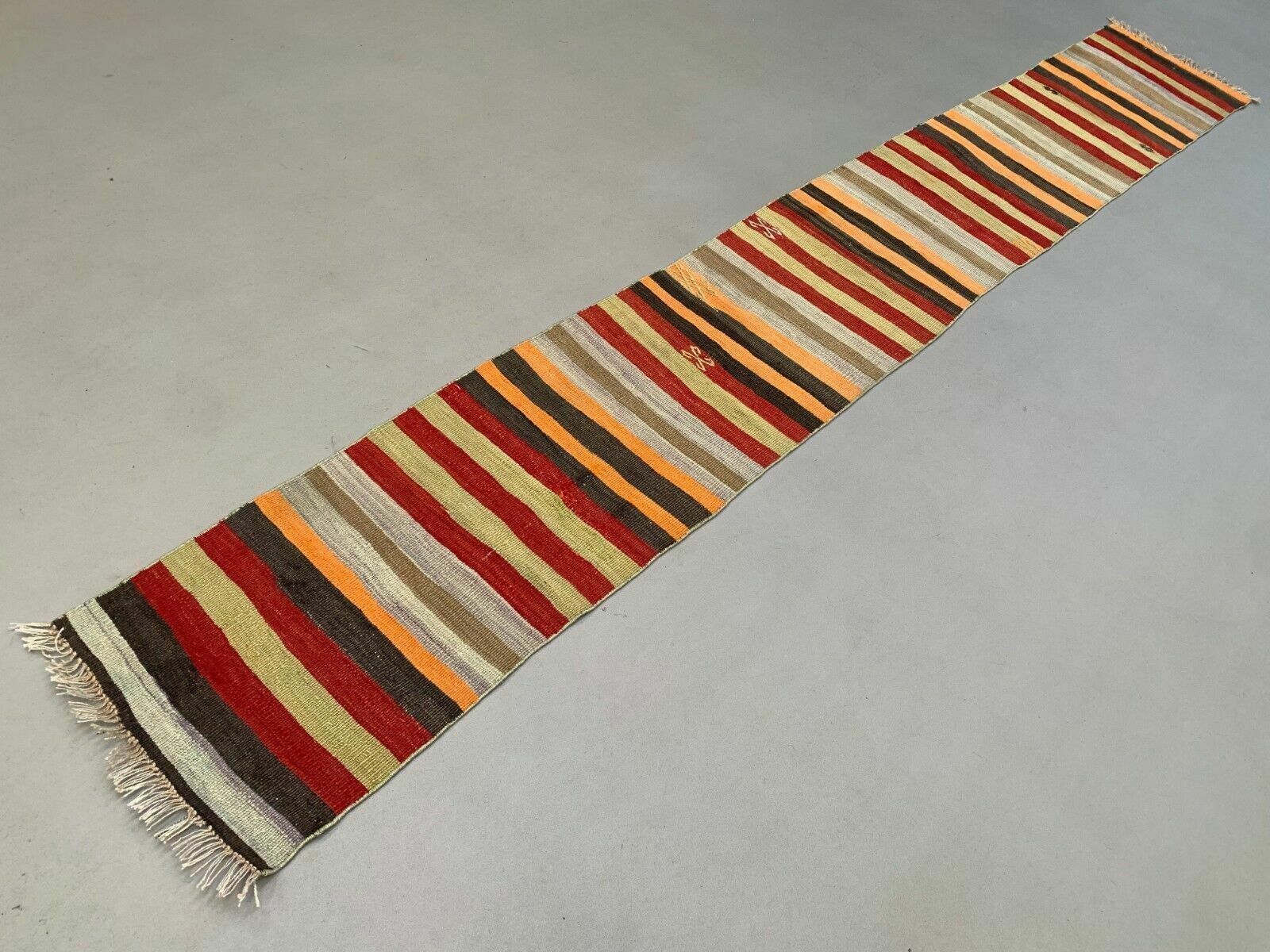 Old Turkish Narrow Kilim Runner 347x49 Cm Shabby Chic, Vintage Kelim photo for sale
