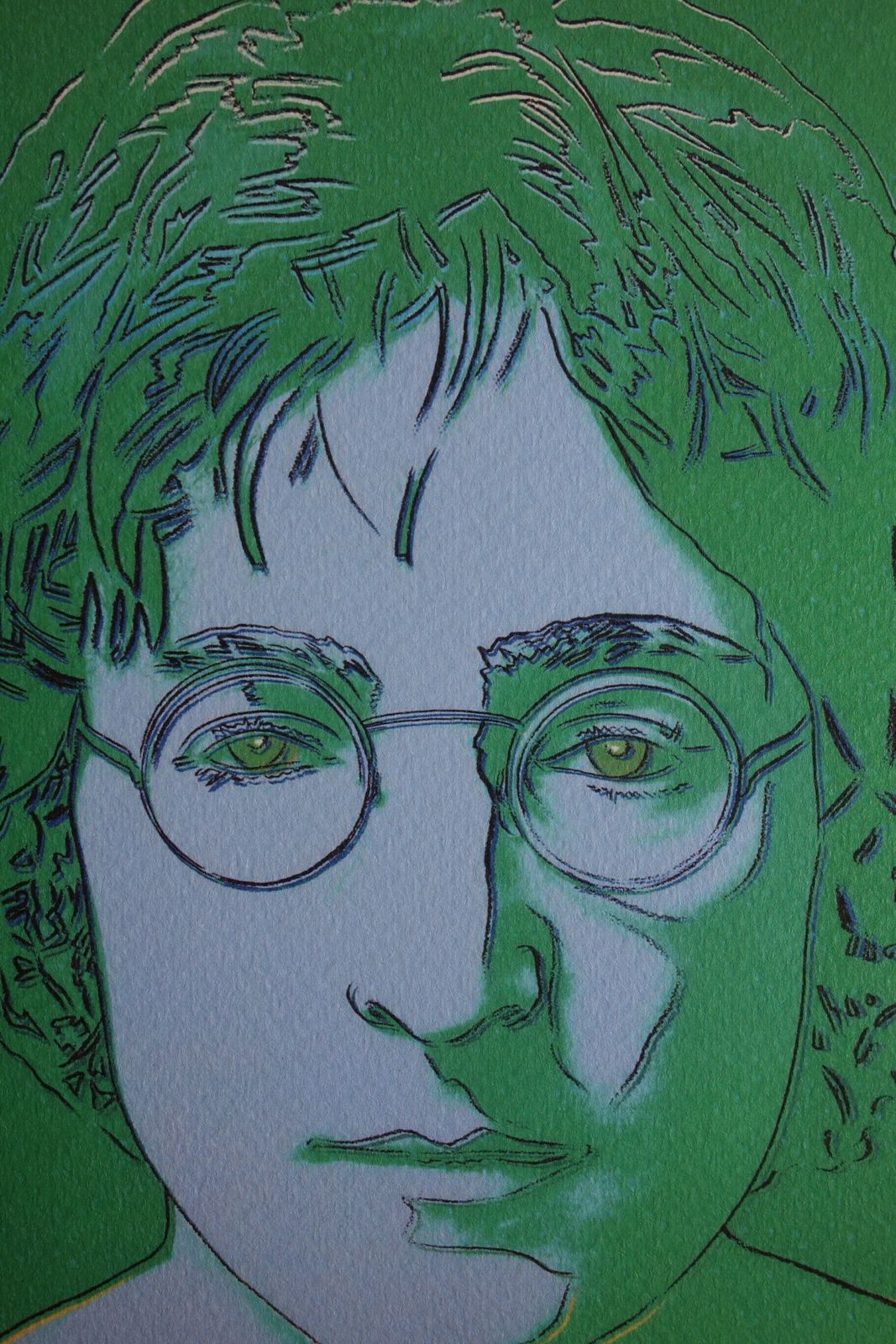 Fine Pop Art Andy Warhol Limited Edition Print – John Lennon, Signed Trial Proof photo furniture
