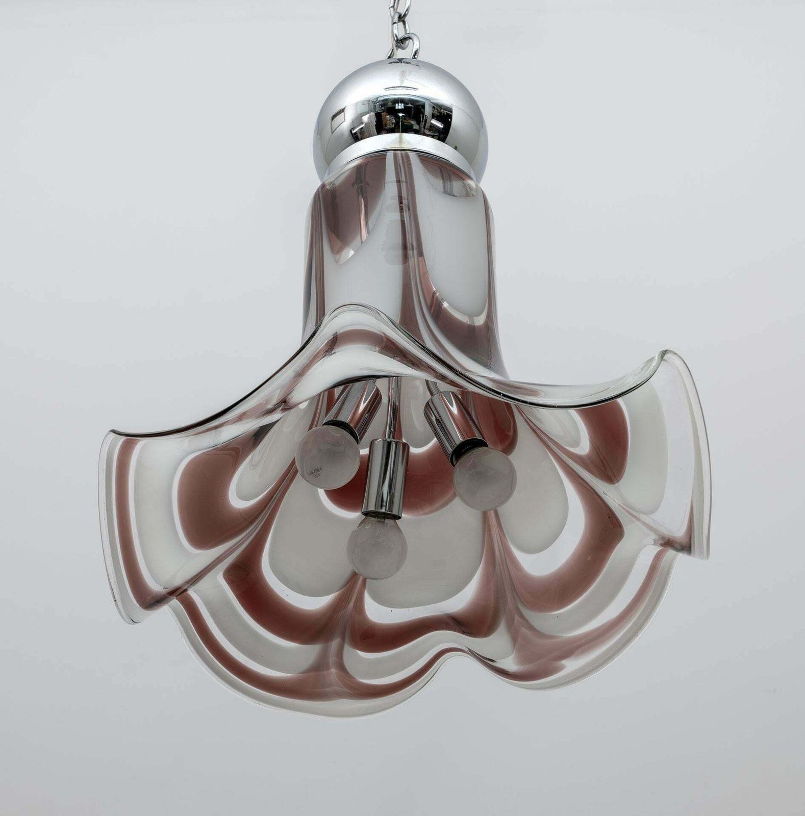 Avmazzega Mid Century Modern Italian Murano Glass And Steel Pendant, 1970s photo vinterior