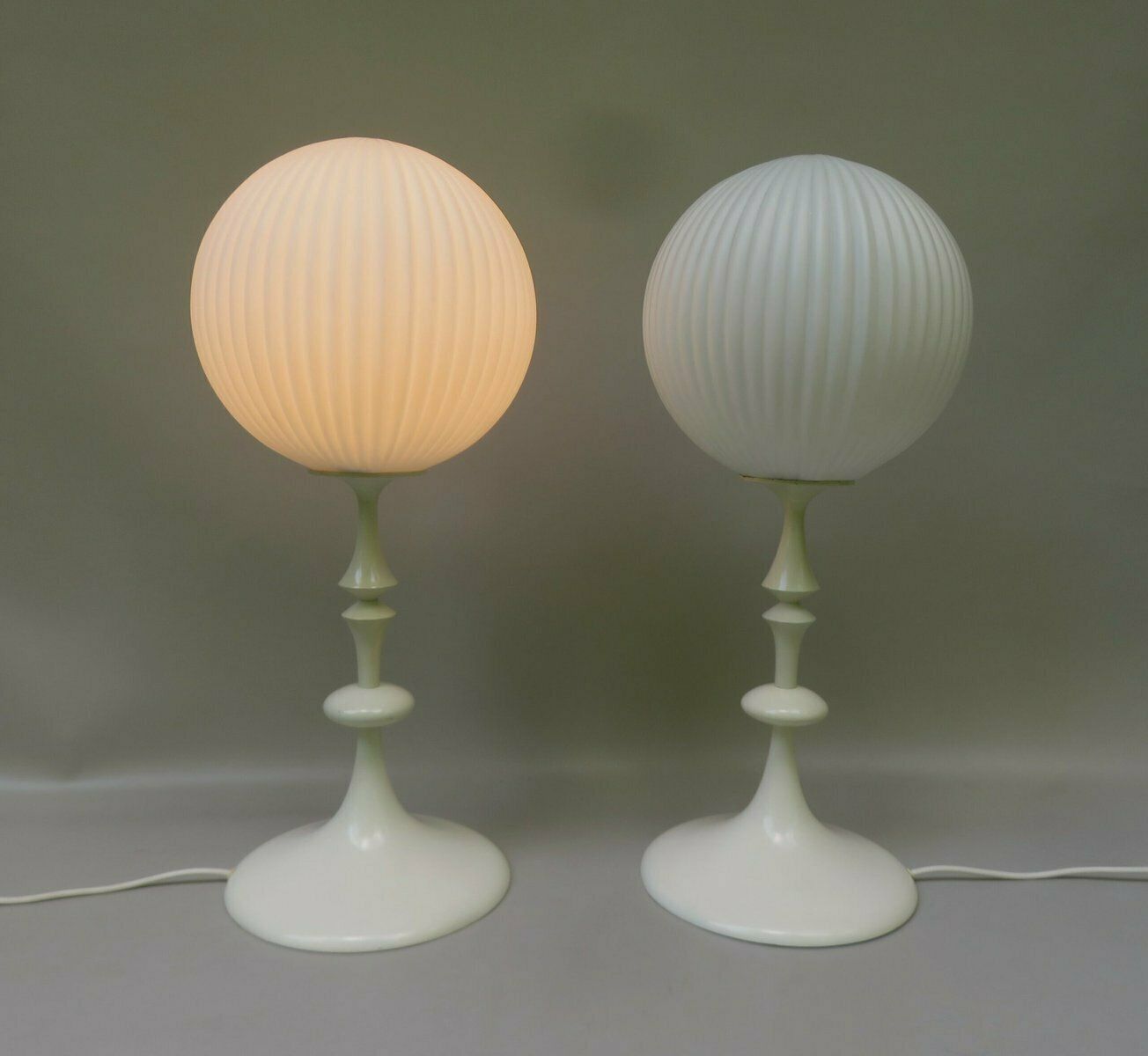 Large Space Age Table Lamps In Tempe Wood Aluminum And Glass From Temde 1970s Set Of 2 photo for sale
