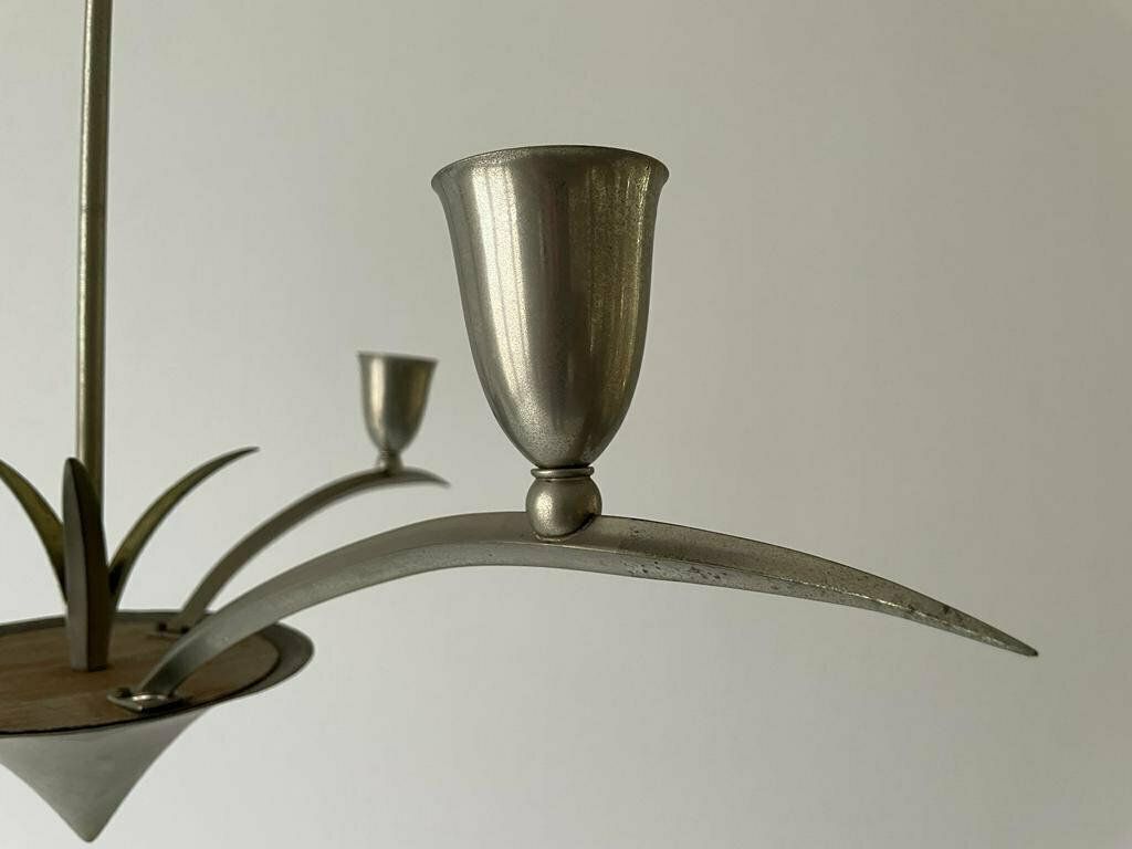Unusual Arc Shaped 3 Armed Sputnik Chandelier, 40s/50s, France photo vintage