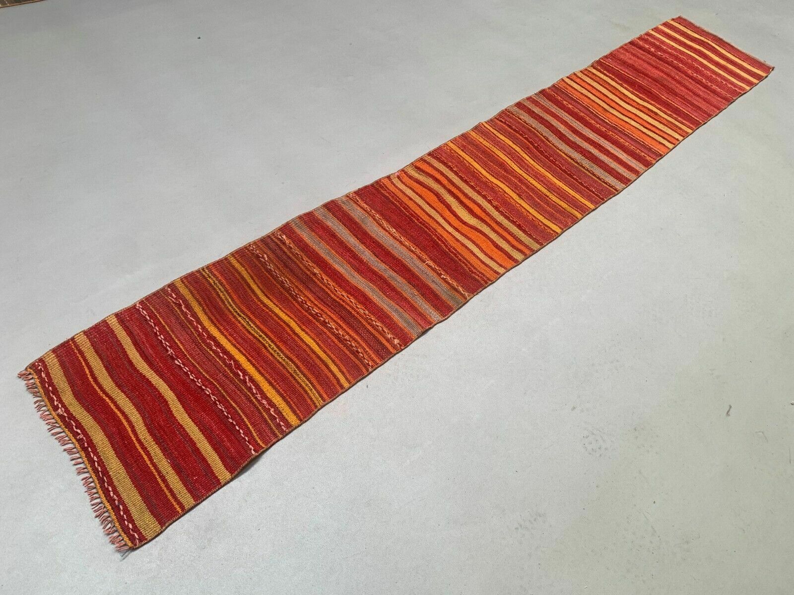 Old Turkish Narrow Kilim Runner 320x53 Cm Shabby Chic, Vintage Kelim photo for sale