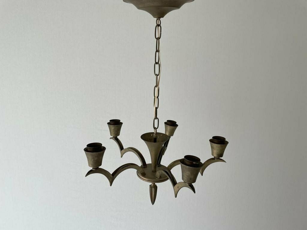 Unusual Arc Shaped 5 Armed Sputnik Chandelier, 40s/50s, France photo buy