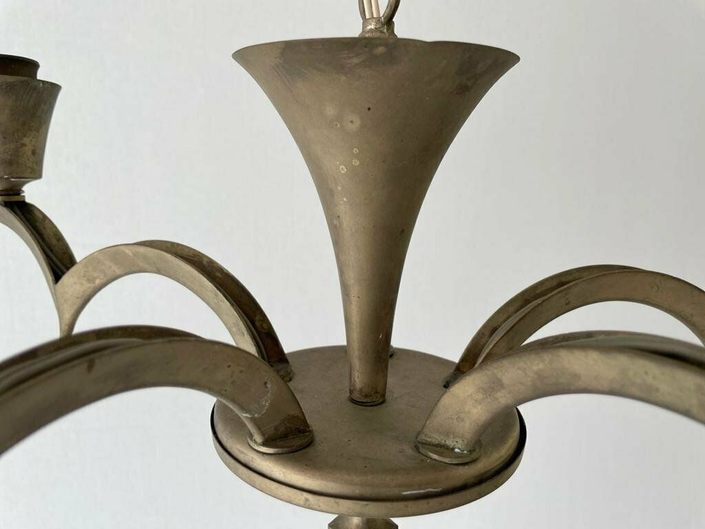 Unusual Arc Shaped 5 Armed Sputnik Chandelier, 40s/50s, France photo vintage