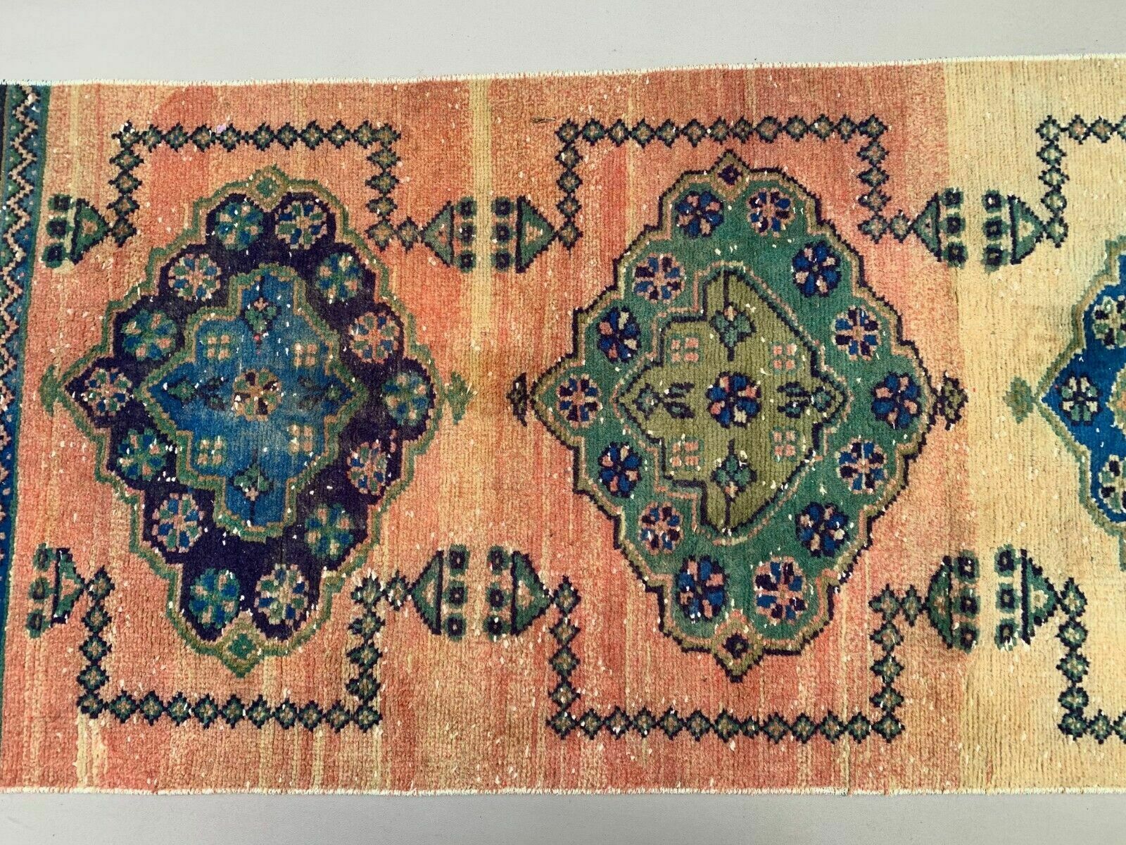 photo furniture Distressed Turkish Runner 335x81 Cm Wool Vintage Tribal Rug