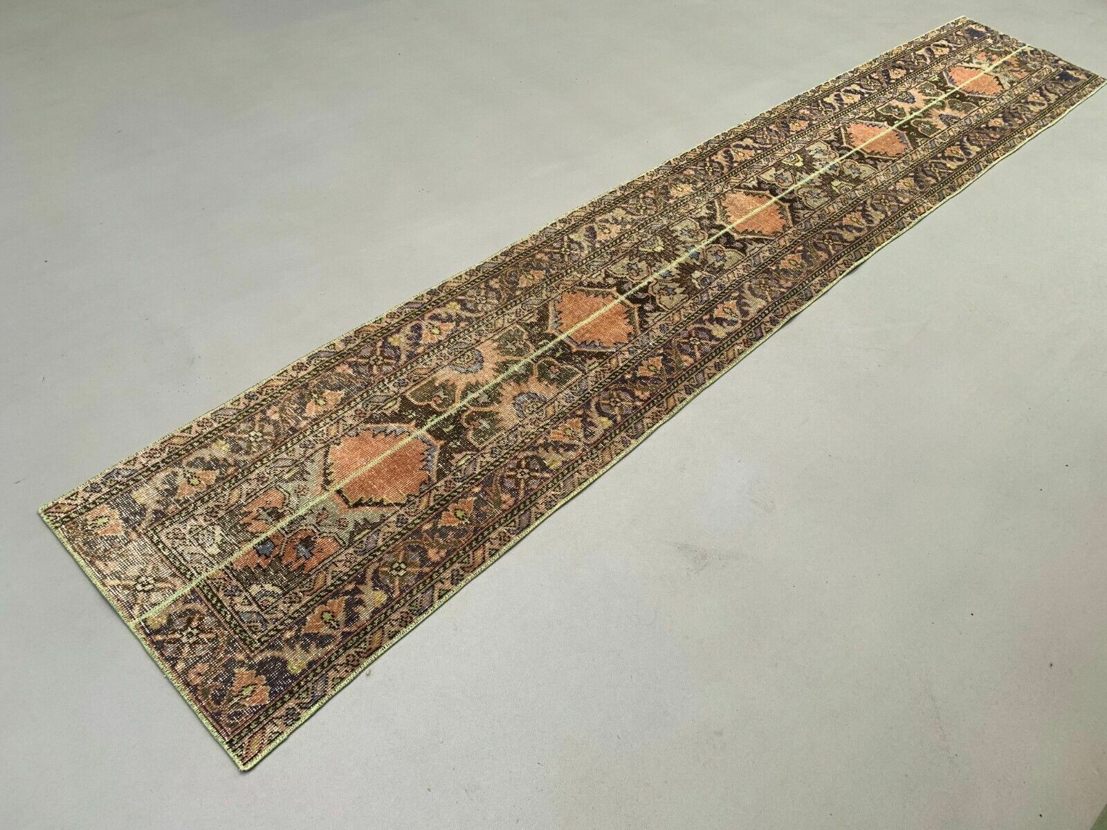 Distressed Turkish Narrow Runner 383x66 Cm Wool Vintage Tribal Rug photo Textiles