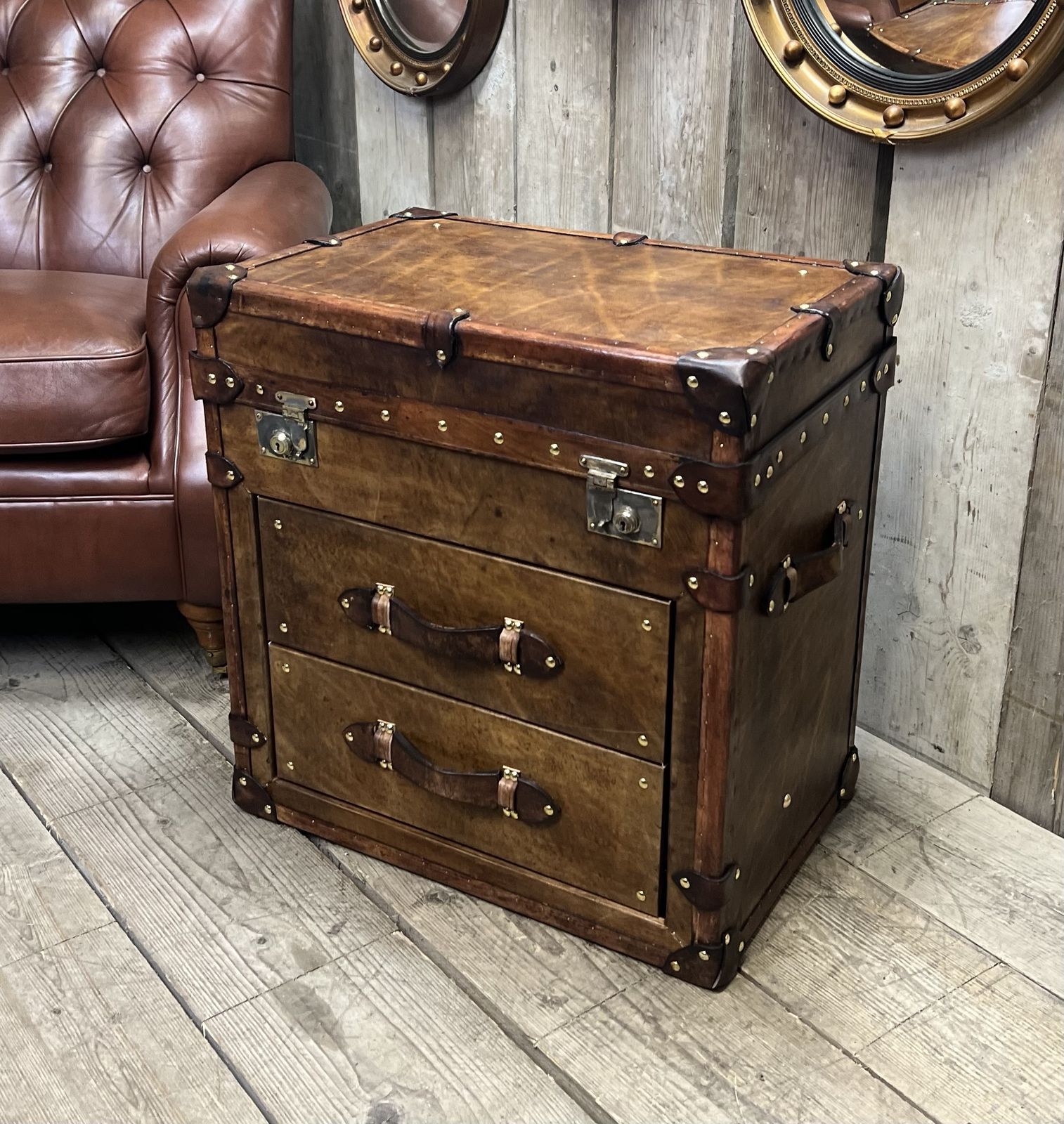 Luxury Leather End Table, 2010s photo furniture