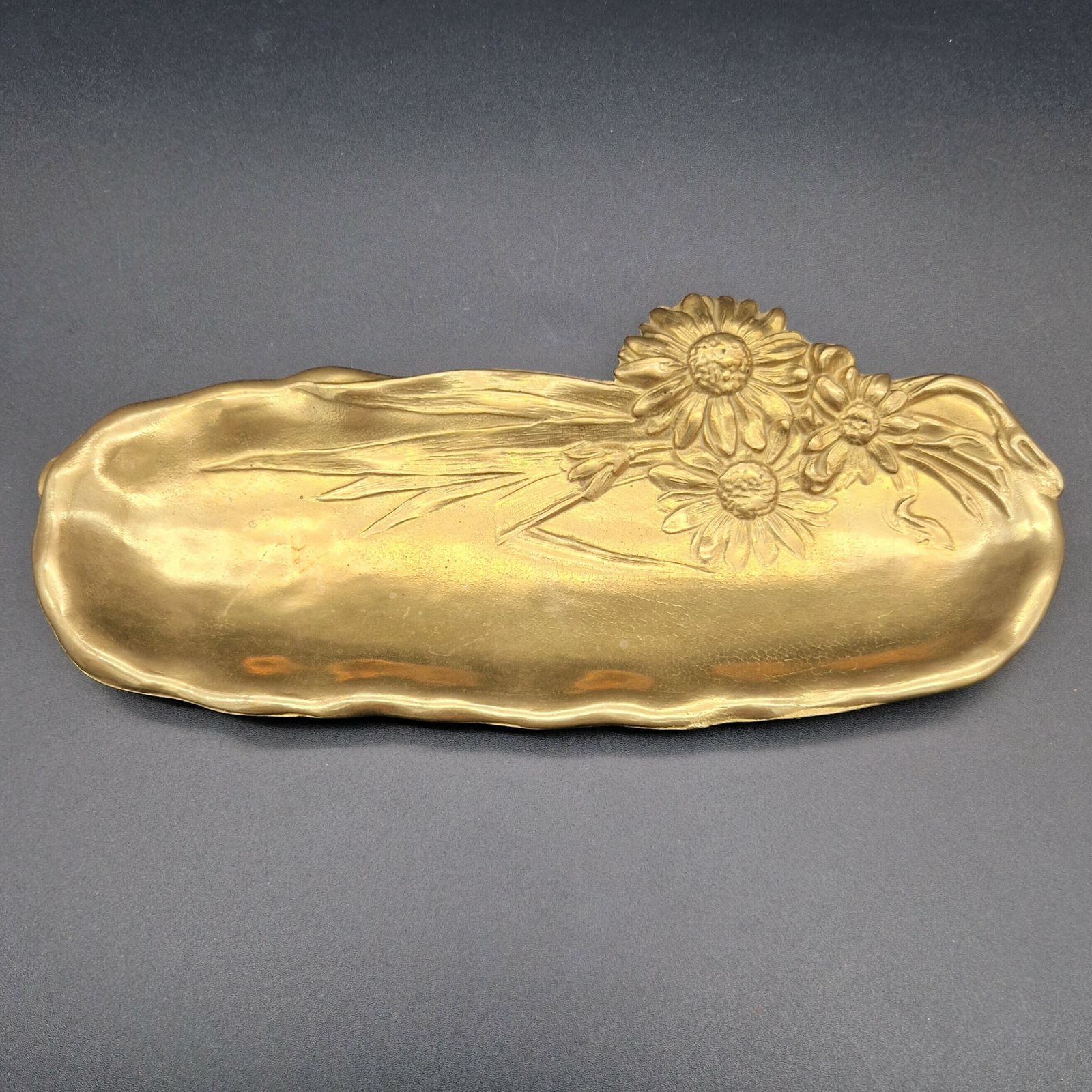 Art Nouveau Tray With A Floral Motif Made Of Brass. 1900   1920