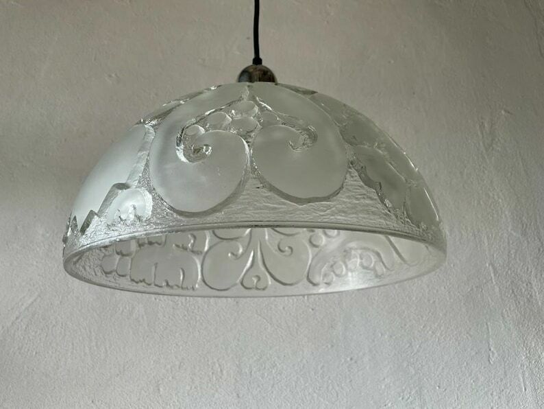 Peill Und Putzler 3 Dimensional Artwork On Heavy Glass Rare Ceiling Lamp, 1970s, Germany photo vinterior