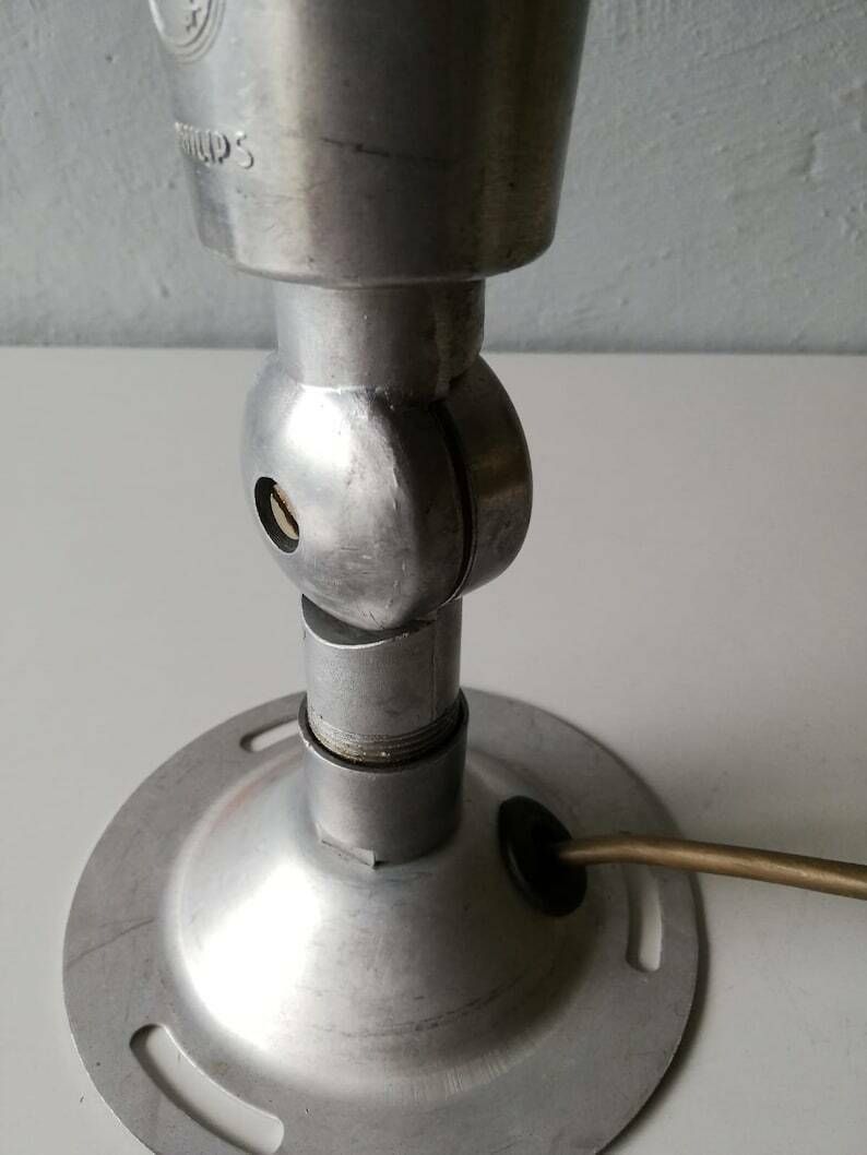 Very Rare Chrome Philips Table Lamp   Adjustable Head   Available To Hang On Wall   Industrial Desk Light   60s Germany photo buy