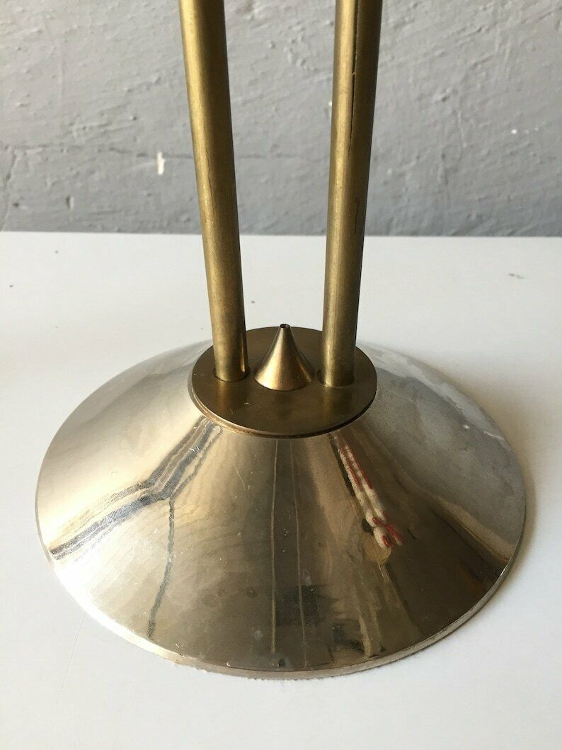 60s Metal And Brass Pair Of Floor Candleholder   Mid Century Modern Large Candlesticks photo buy