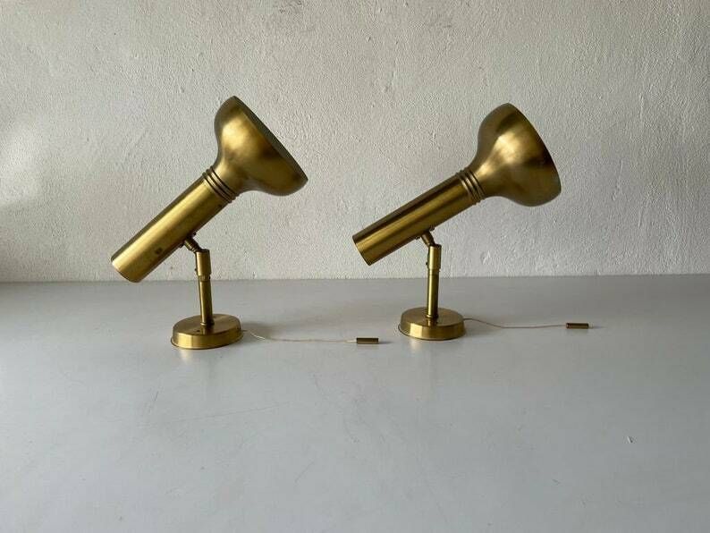Rare Space Age Gold Metal Pair Of Sconces By Cosack, 1970s, Germany photo furniture