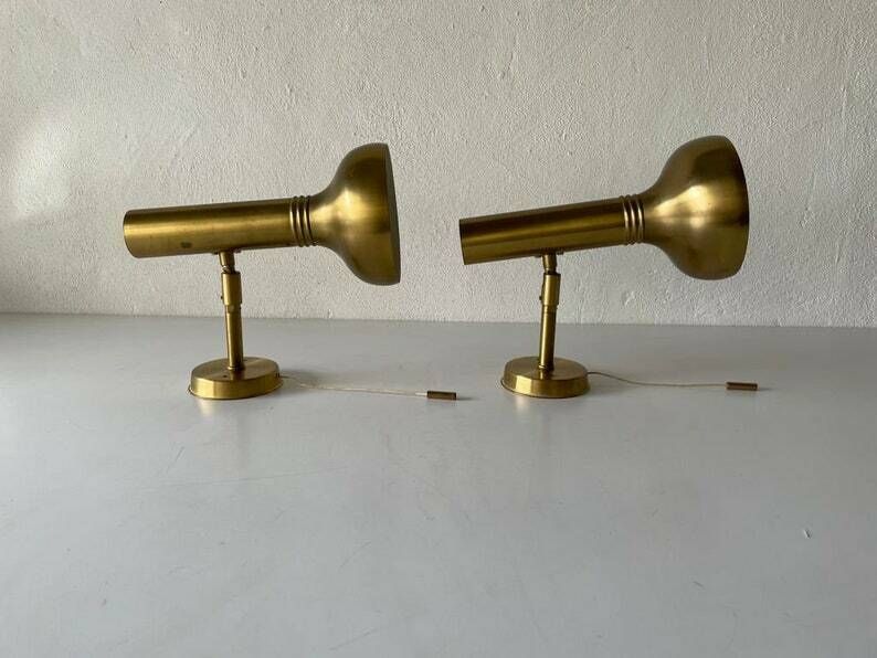 Rare Space Age Gold Metal Pair Of Sconces By Cosack, 1970s, Germany photo for sale