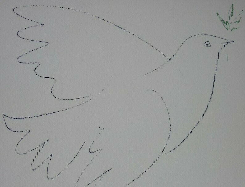 Rare Beautiful Limited Cubist Print   Dove, Pablo Picasso, Signed & Stamped photo for sale