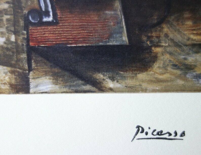 Rare Beautiful Cubist Print – Still Life, Pablo Picasso, Signed & Stamped photo furniture