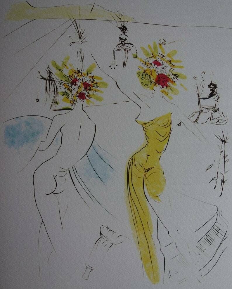 Fine Surrealist Limited Edition Print, Salvador Dali, Signed & Numbered In Pencil photo furniture