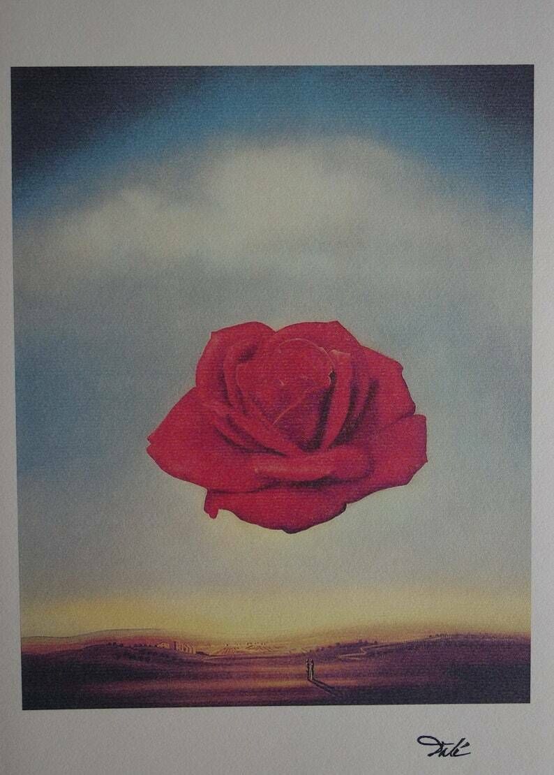 Fine Surrealist Edition Print, Rose, Salvador Dali, Signed & Stamped