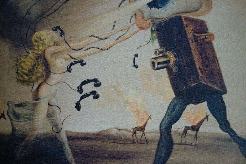 Fine Surrealist Limited Edition Print, Burning Giraffes, Salvador Dali, Signed & Numbered In Pencil photo furniture