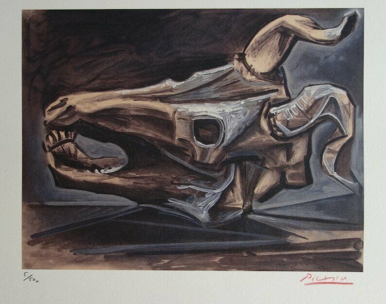 Rare Fine Cubist Print   Bull, Pablo Picasso, Hand Signed & Stamped