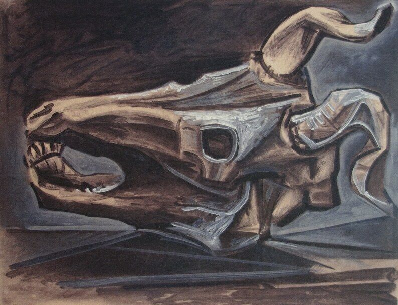Rare Fine Cubist Print   Bull, Pablo Picasso, Hand Signed & Stamped photo furniture