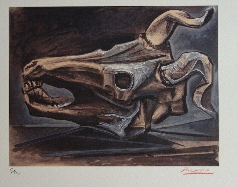 Rare Fine Cubist Print   Bull, Pablo Picasso, Hand Signed & Stamped photo vinterior