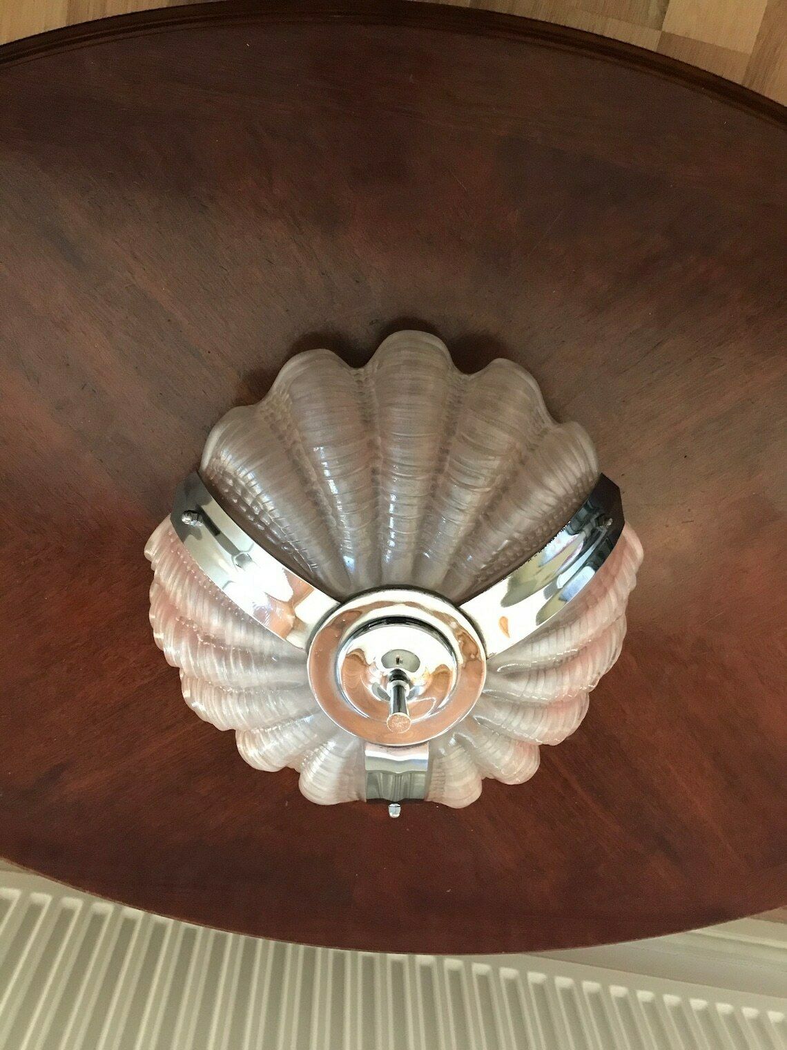 Original Art Deco Ceiling Pendant Scallop Shell Light Shade/Chandelier C/W Chain.Superb photo 375.0