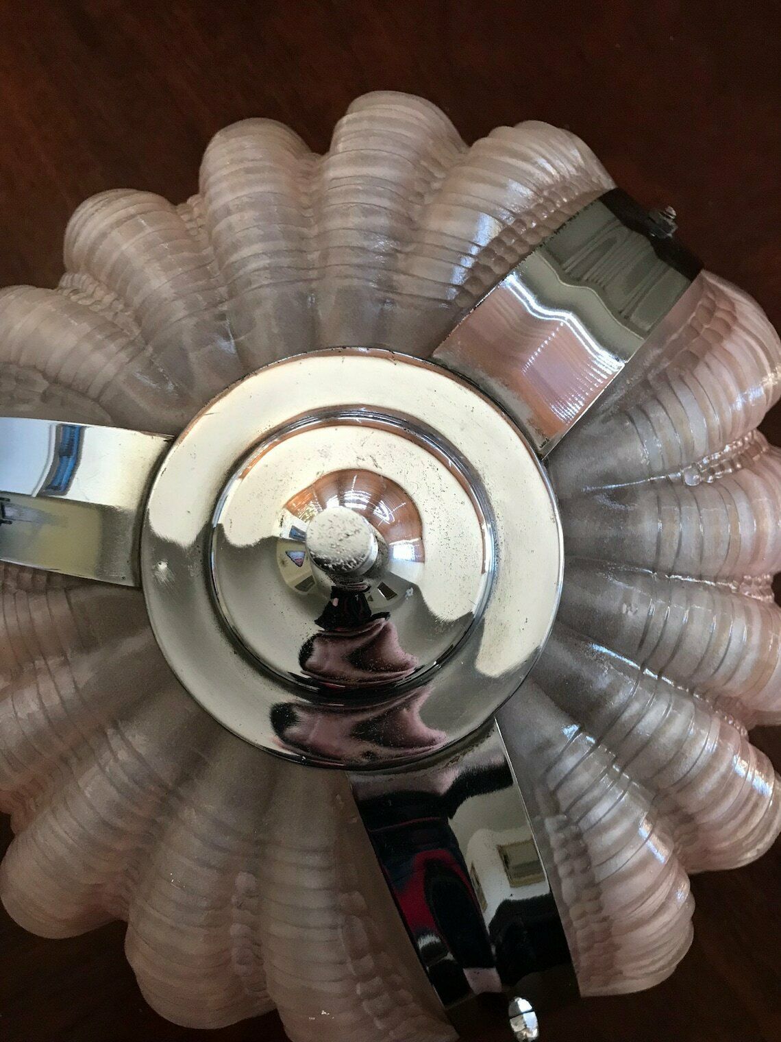 photo furniture Original Art Deco Ceiling Pendant Scallop Shell Light Shade/Chandelier C/W Chain.Superb