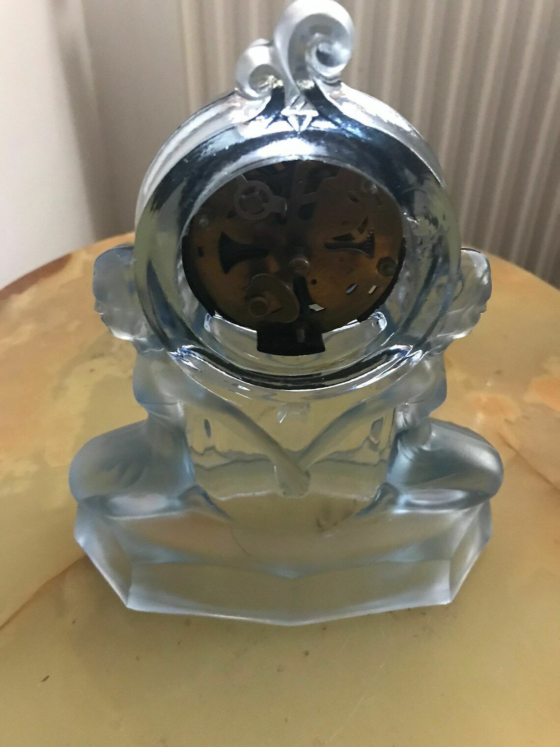 Beautiful Rare Antique Art Deco Figural Opalescent Glass Clock (Working) Walther & Sohne ‘Windsor’ photo 475.0