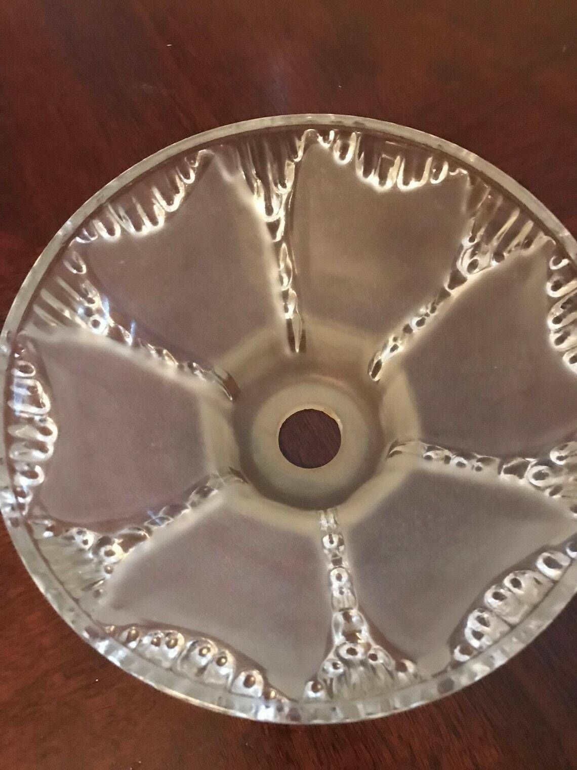Signed French Art Deco Original Ezan Frosted Glass ‘Icicles ‘ Light/Lamp Shade