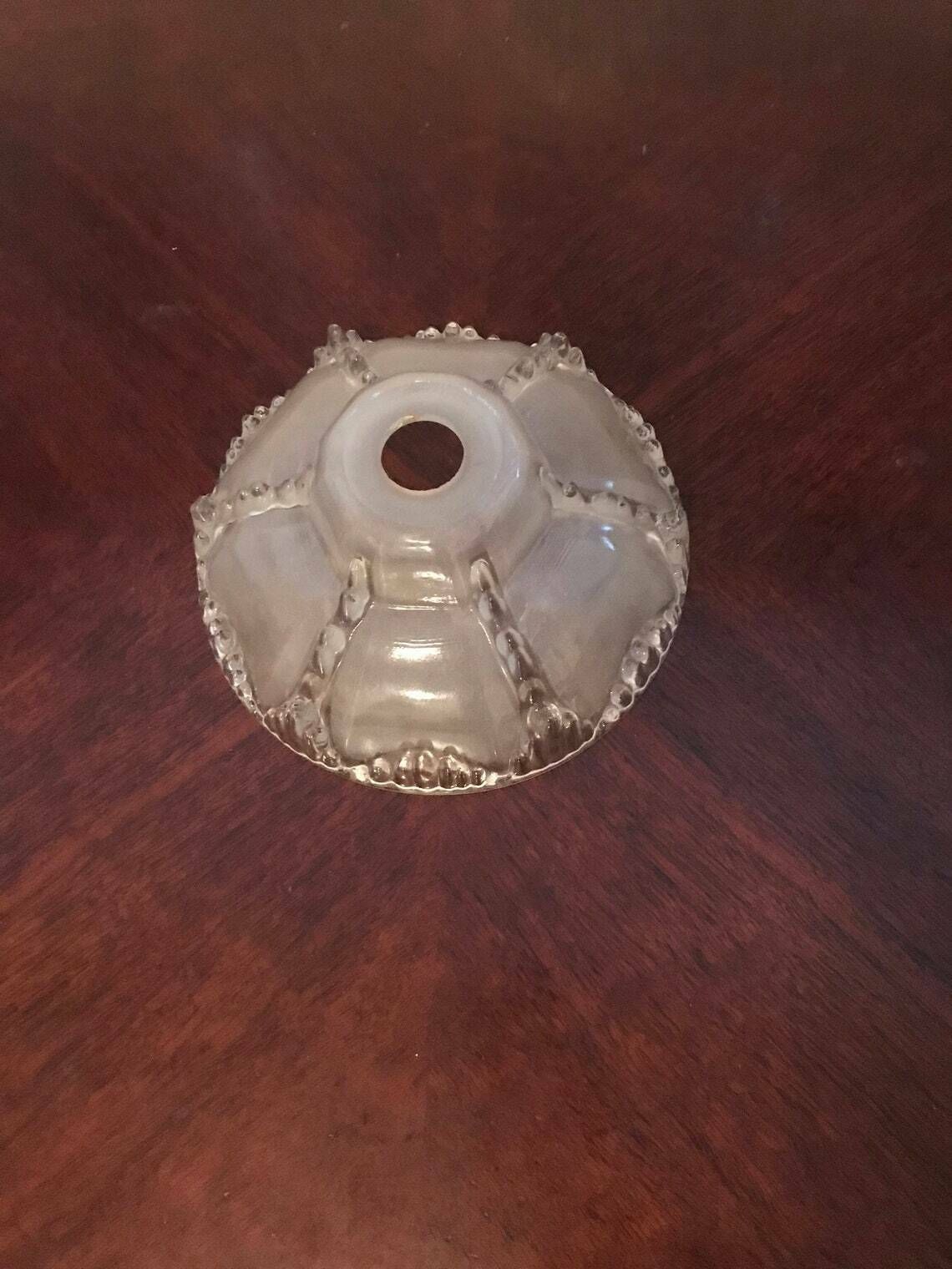 Signed French Art Deco Original Ezan Frosted Glass ‘Icicles ‘ Light/Lamp Shade photo furniture