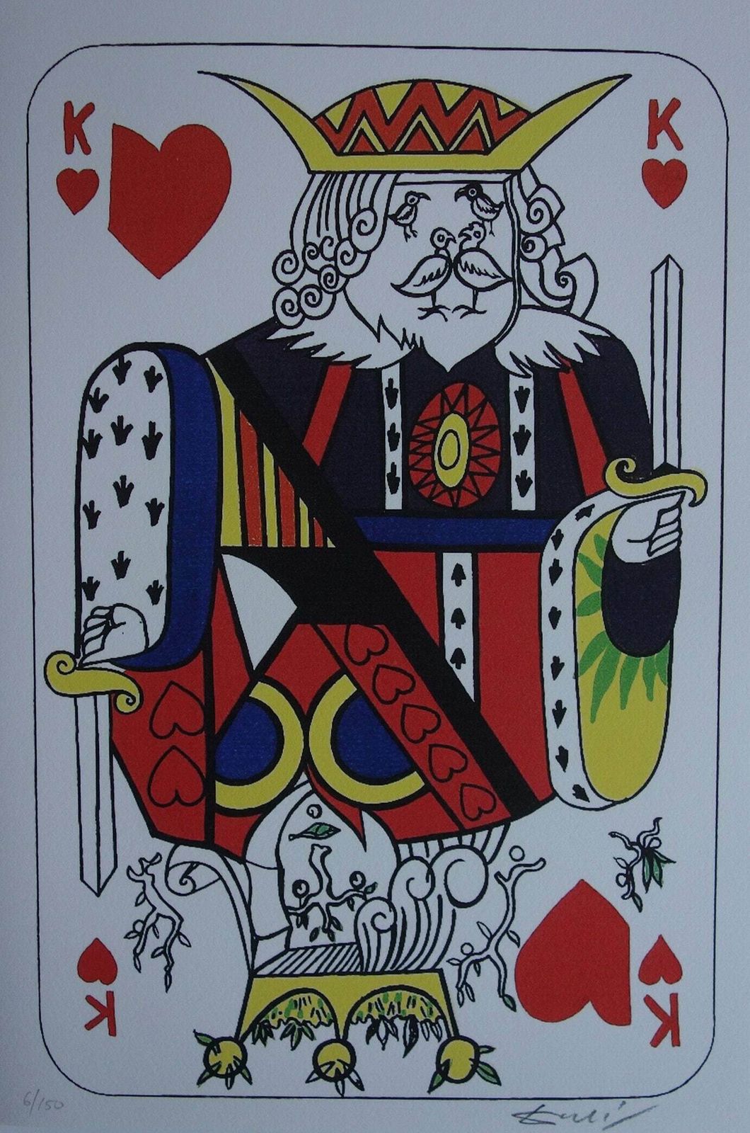 Fine Surrealist Limited Edition Print, Surreal Playing Cards   King, Salvador Dali, Signed & Numbered In Pencil