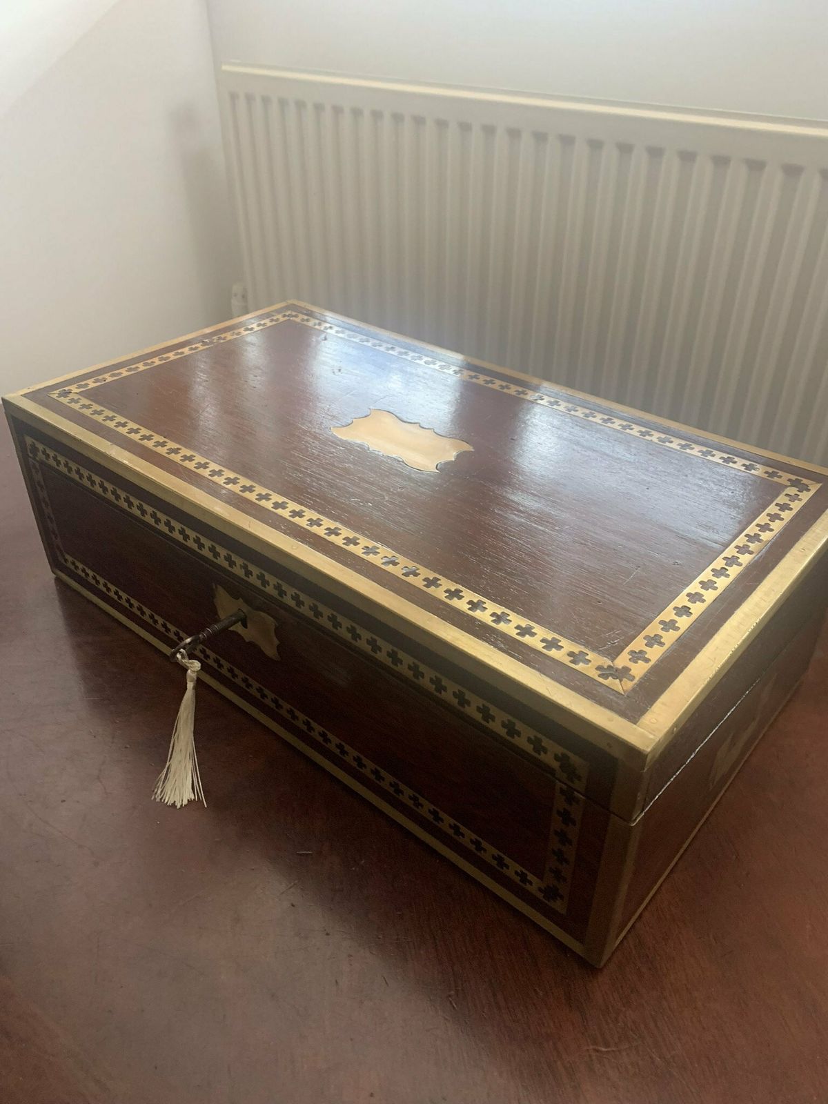 A Superb Large Antique Georgian Rosewood & Boulle Work Writing Slope/Desk C/W Working Lock And Secret Drawers