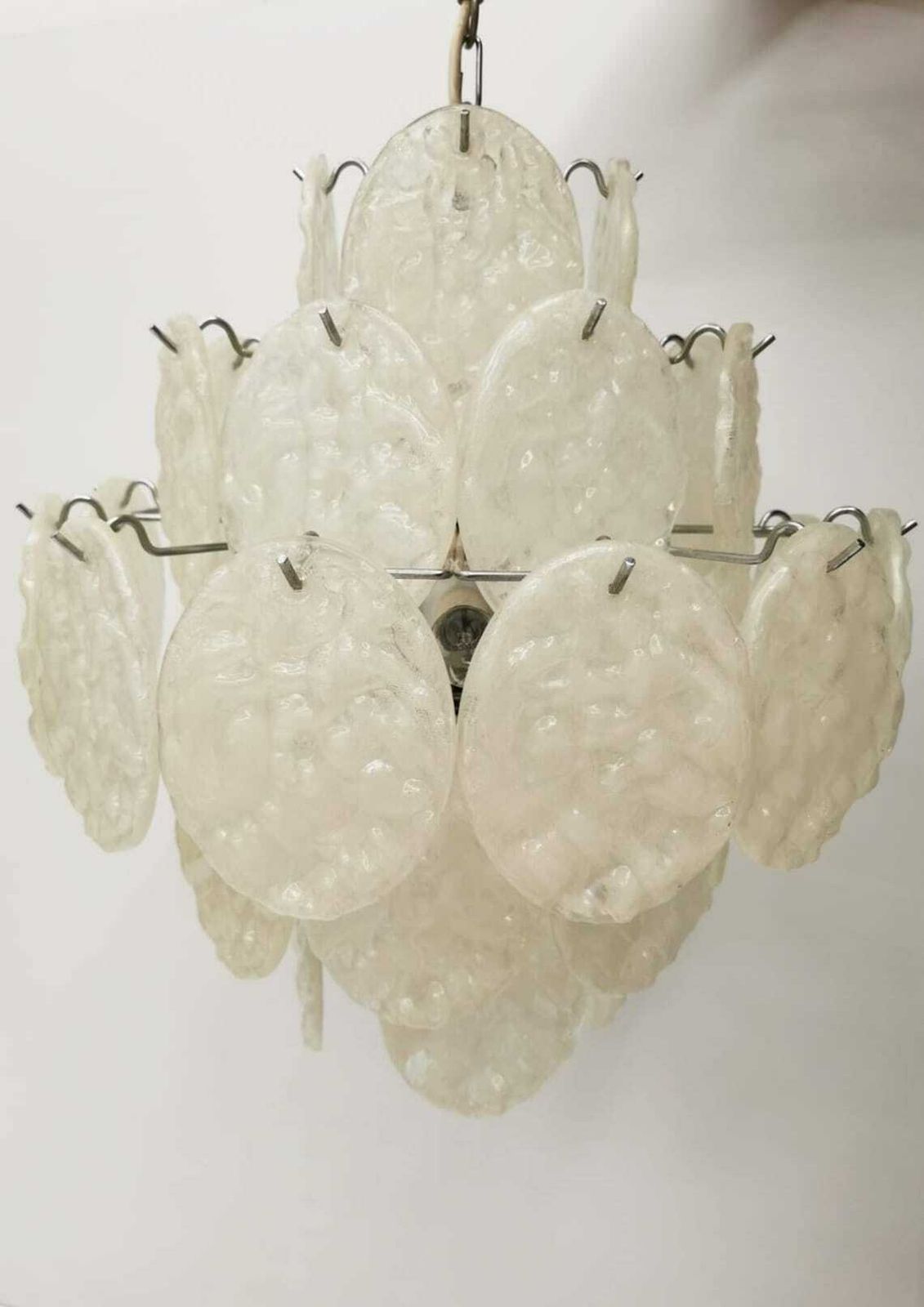 Gelo Italian Lucite Chandelier Sculptural Textured Discs   Ice Glass 1960s photo for sale