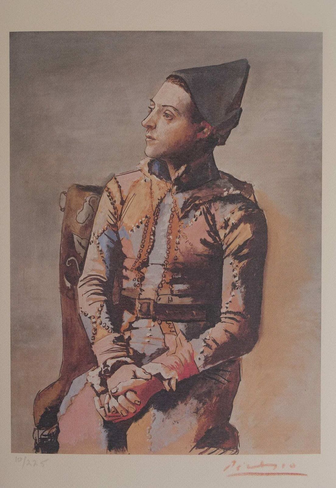 Fine Cubist Limited Edition Print   Blue Period Portrait Of A Harlequin, Pablo Picasso, Signed & Numbered