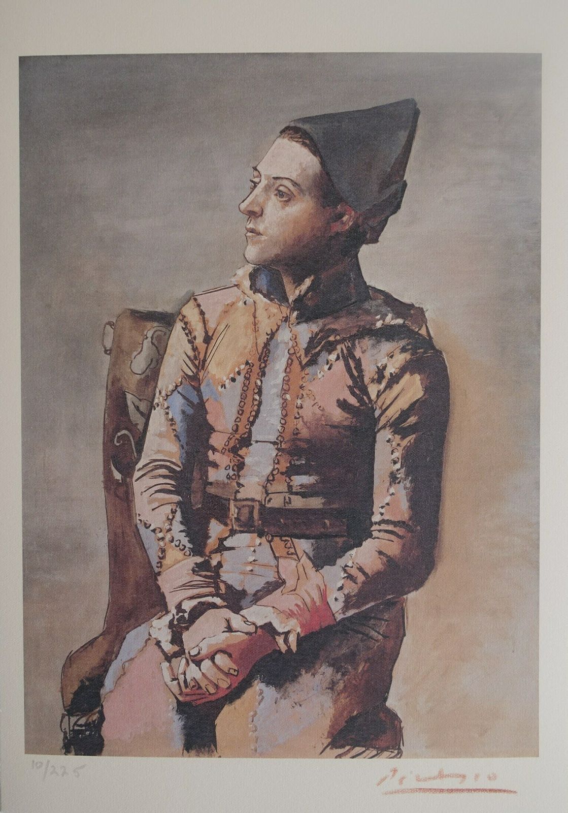 Fine Cubist Limited Edition Print   Blue Period Portrait Of A Harlequin, Pablo Picasso, Signed & Numbered photo vintage