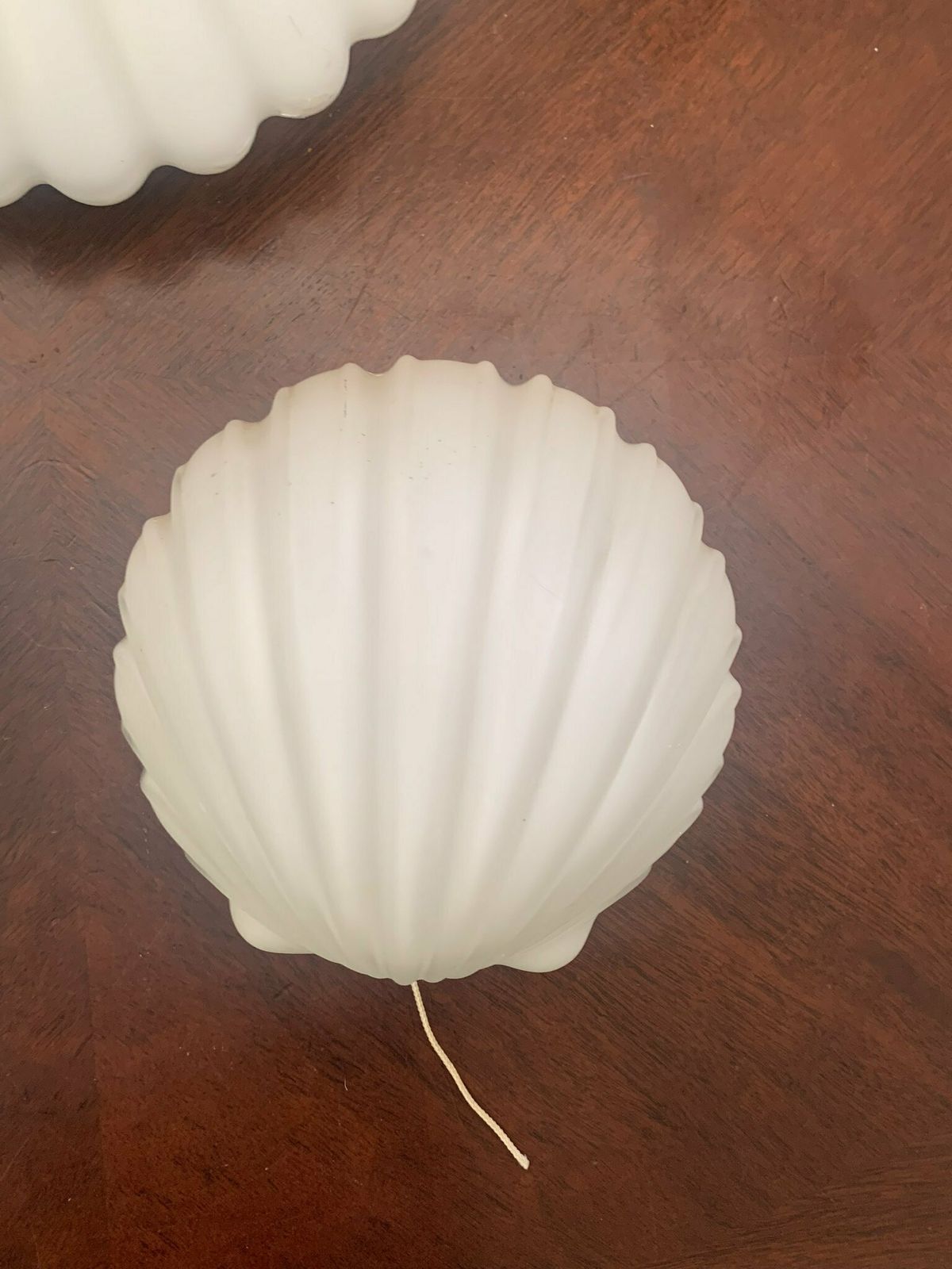 Original 90s Vintage Clam/Scallop Shell Opaline Pair Of Wall Lights/Sconces & Matching Ceiling Light photo vinterior
