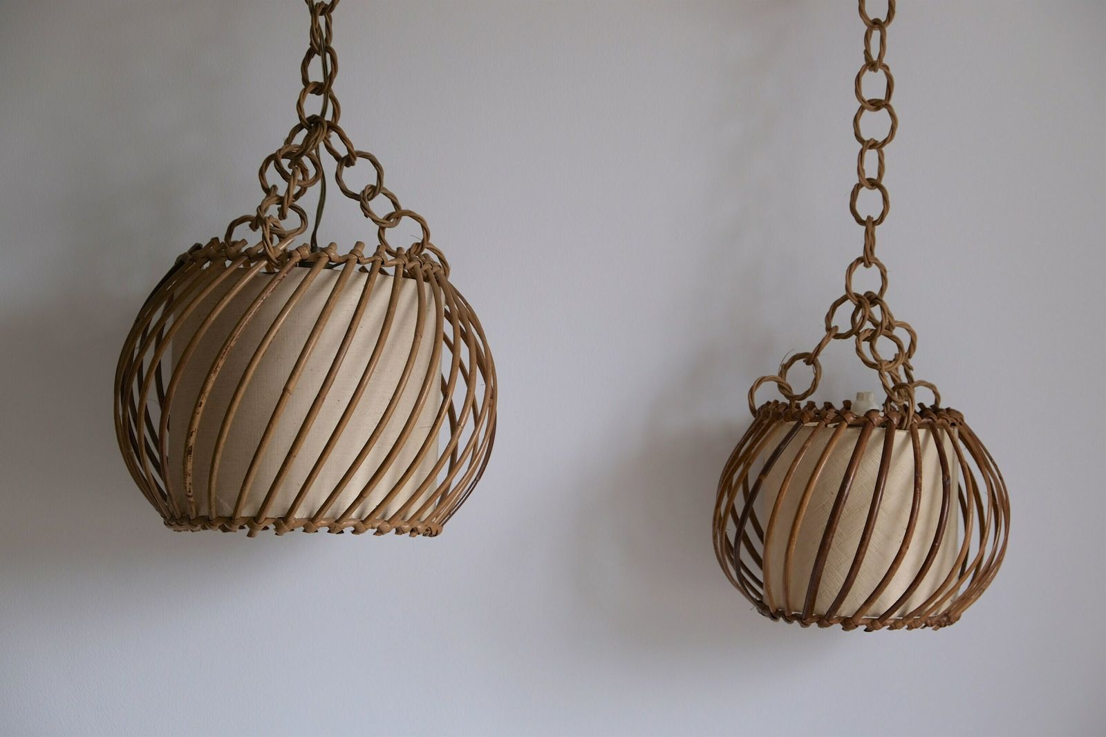 Vintage Rattan Light Shade, Vintage Wicker Shade, Midcentury Shade, Petal Light Shade photo for sale