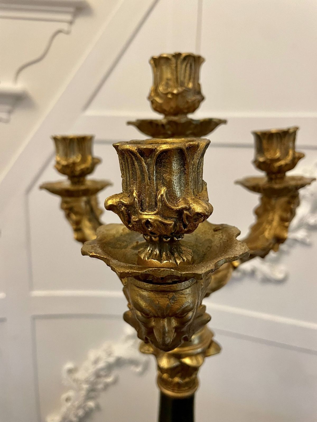 Quality Pair Of Antique Regency Ornate Ormolu Four Arm Candelabra photo 2495.0