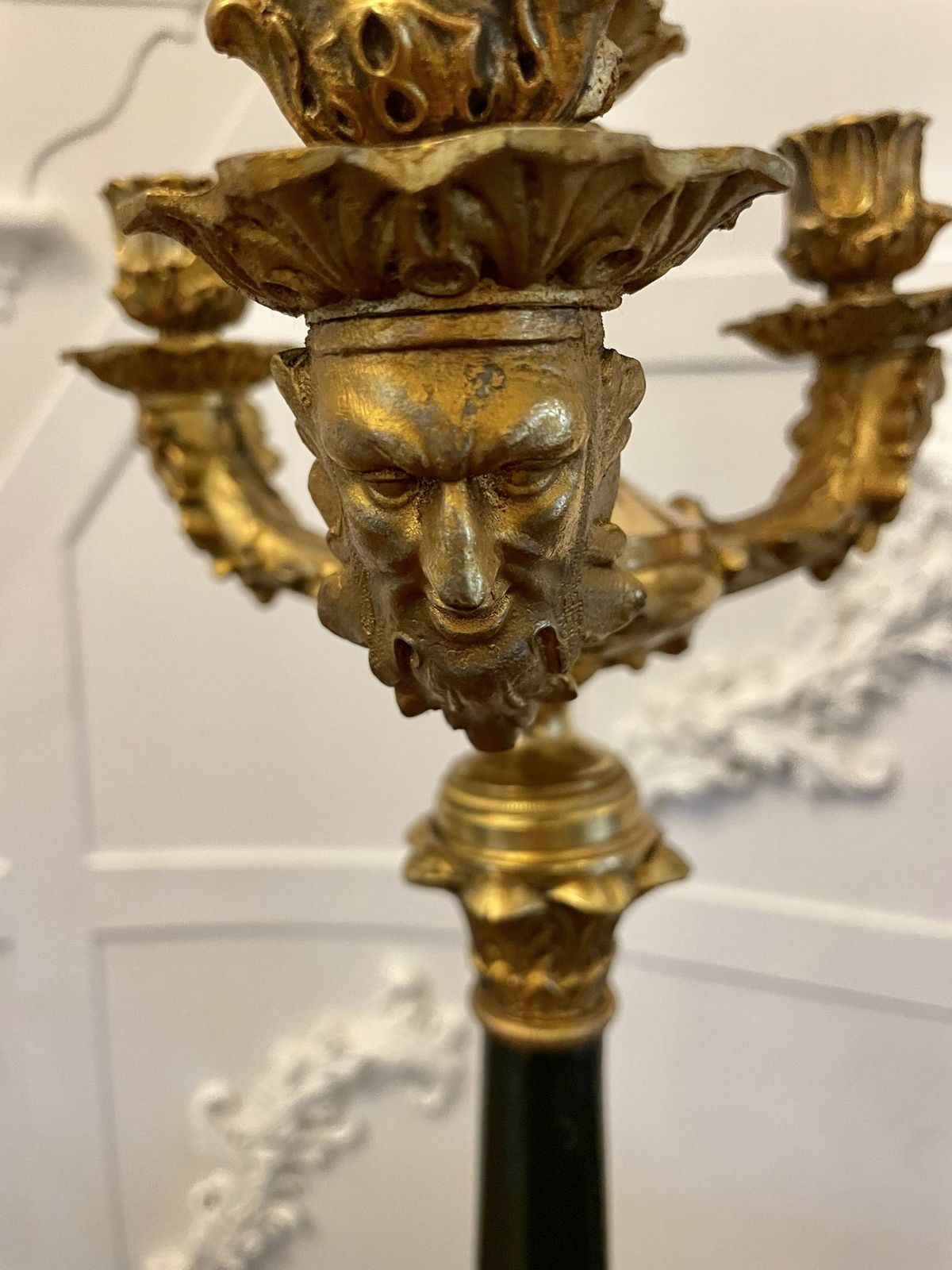 2495.0 Quality Pair Of Antique Regency Ornate Ormolu Four Arm Candelabra photo